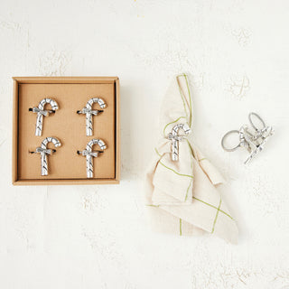 Zinc Alloy Napkin Rings with Candy Canes Kitchen Accessories Creative Co-Op