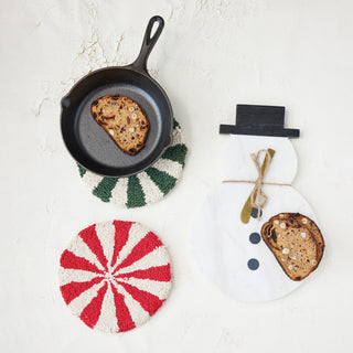 Round Cotton Tufted Candy Striped Trivet Kitchen Textiles Creative Co-Op