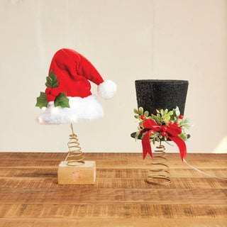 Foam Top Hat Tree Topper with 15 LED Lights, Bow & Mistletoe Ornaments Creative Co-Op