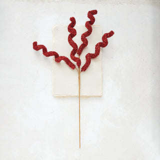 Foam & Tinsel Curly Stem, Red