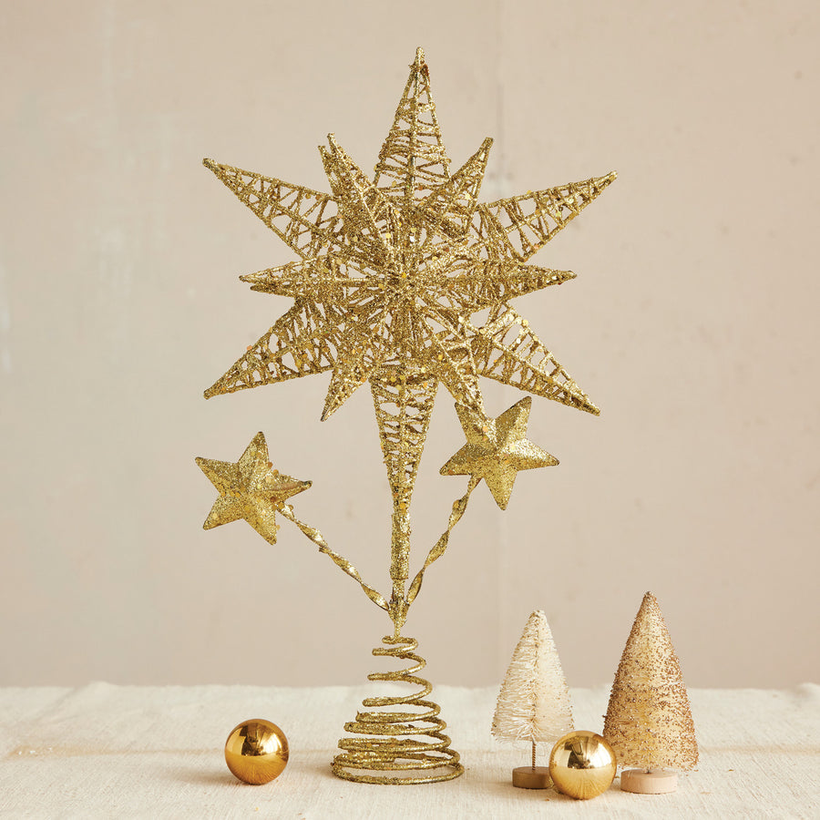 Metal Star Tree Topper, Gold Glitter Finish | Opal and Olive