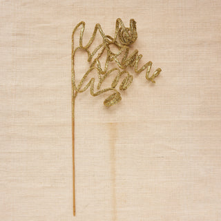 Plastic Swirl Stem, Gold Glitter Finish