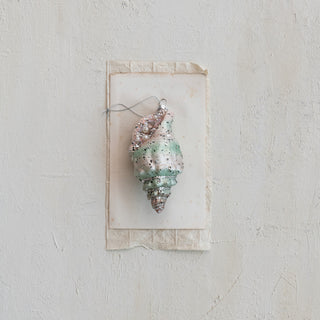 Glass Conch Shell Ornament with Glitter & Beads Ornaments Creative Co-Op