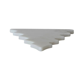 Marble tree-shaped trivet and serving board, white with stepped branch design