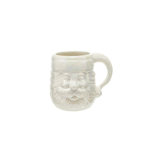 12 oz stoneware Santa head mug with pearlized white finish