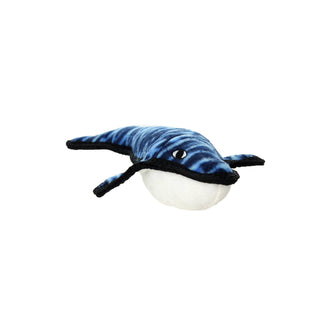 Tuffy Ocean Whale dog toy, blue plush with white belly, squeaky