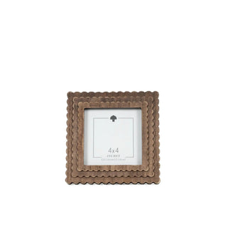 Wood scallop photo frame for 4x4 photos, espresso finish with layered scalloped border