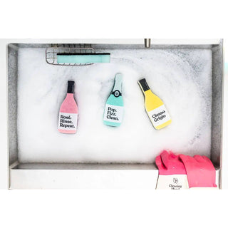 Scrubbly™ Kitchen Sponge: Rosé Rinse Repeat set of three pastel bottle-shaped sponges by Wine Wash Co.