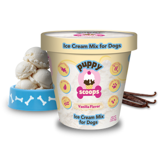 Puppy Scoops Ice Cream Mix for Dogs Vanilla flavor tub