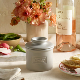 Butter Bell Crock butter keeper in cafe matte stone gray ceramic with lid