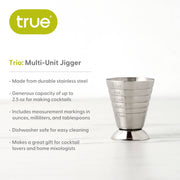 Trio Stainless Steel Multi-Unit Liquor Shot Measuring Jigger TRUE