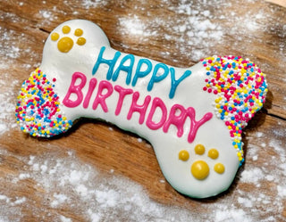 6 inch Yogurt Fiesta Happy Birthday Bone Dog Treats YumYum4DOGS