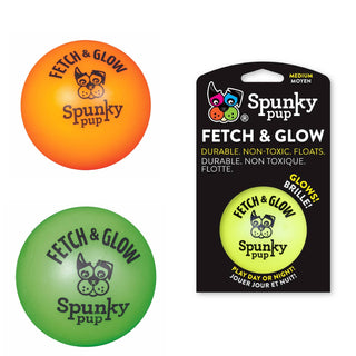 Fetch & Glow Ball 2-pack: neon orange and green glow balls