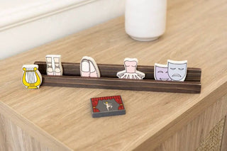6-piece ballet wood shapes set, 2x2 inch, displayed on a wooden rack