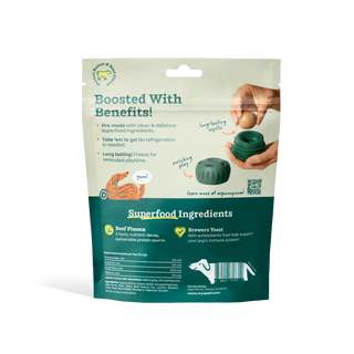 Pupsicle Pops Dapper dog treats bag with cream-teal packaging, longest-lasting treats.