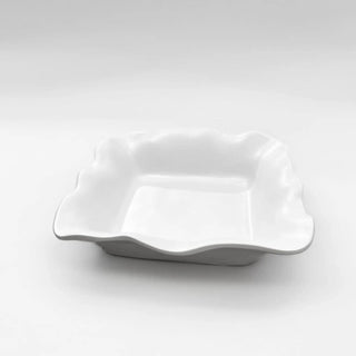 Beverage napkin holder, white, cloud-inspired scalloped rim
