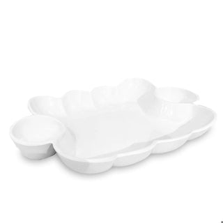 Havana Double Dip white ceramic serving platter with scalloped shell-edge design.