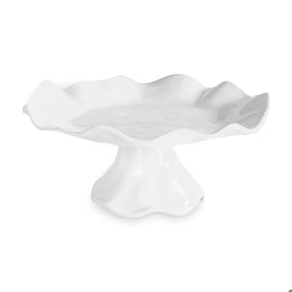 Vida Havana small pedestal cake plate with scalloped edge, white