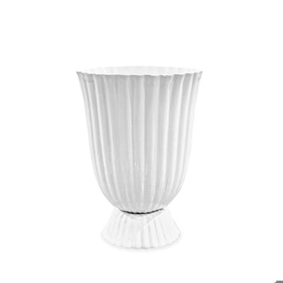 Vida Vienna large white vase with vertical fluted ridges and a pedestal base