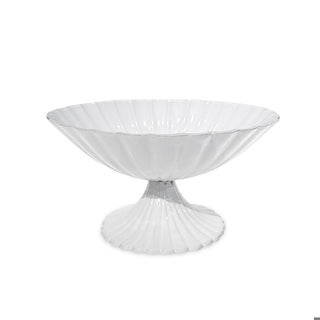 Vienna Small Pedestal, white ribbed pedestal bowl by Beatriz Ball