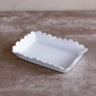 Colette Guest Towel Holder in white with scalloped edge