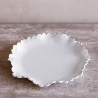 Colette large round white platter with scalloped edge for serving