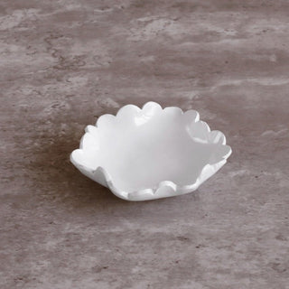 Appetizer plates set of 4, white with scalloped edges