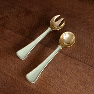Salad servers, Soho Pistachio two-piece set with gold bowls and pale silver handles