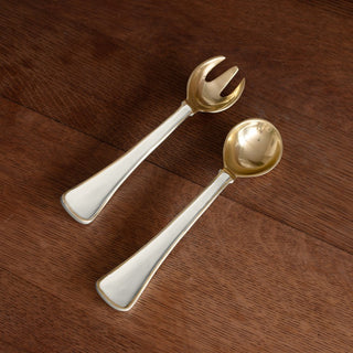 ENCANTO Soho Salad Servers (Cream) set of 2 with gold-toned bowls