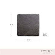 Black Slate Square Coasters - Set of 4 - Box or Twine w/Tag Twine