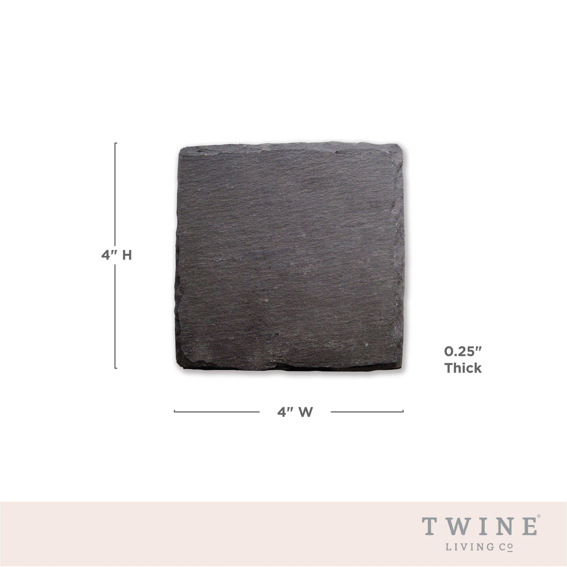 Black Slate Square Coasters - Set of 4 - Box or Twine w/Tag Twine