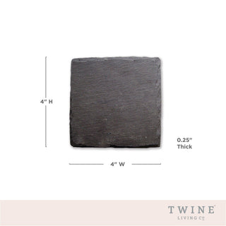 Black Slate Square Coasters - Set of 4 - Box or Twine w/Tag Twine