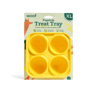 Pupsicle Treat Tray, yellow silicone four-cavity freezer mold, XL size