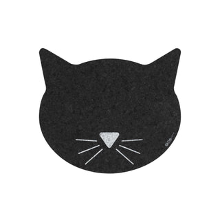 Pet Placemat | Recycled Rubber Black Cat Face Speckle and Spot by Ore’ Originals