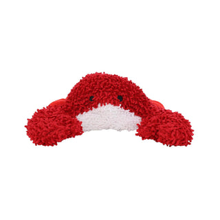 Crab-shaped dog toy, red microfiber plush with squeaker