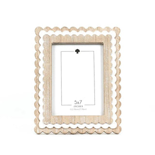 Wood scalloped photo frame with white inner border for 5x7 photos