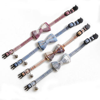 Mokka - British Plaid Bowtie Cat Collar Cheerhunting