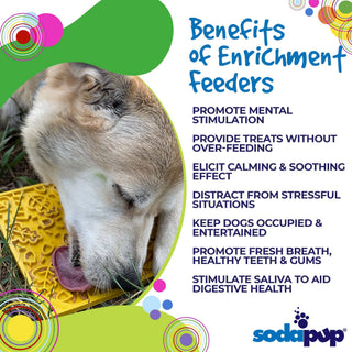 Autumn Design eMat Enrichment Lick Mat for dogs, bright yellow with a dog licking it.