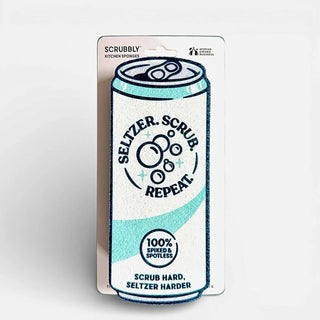 Seltzer Scrubbly Green kitchen sponge on packaging card