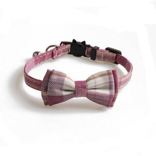 Mokka - British Plaid Bowtie Cat Collar Cheerhunting