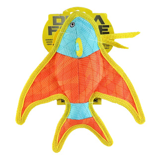 DuraForce Angel Fish dog toy in orange body with blue head