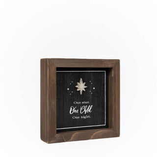 Wood frame sign 5x5 in with black chalkboard panel featuring a star motif