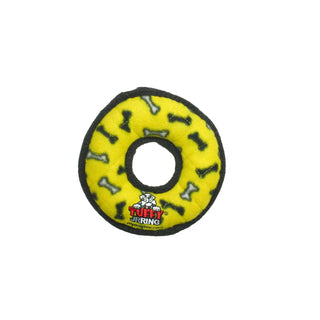 Tuffy Jr Ring yellow bone squeaky dog toy with durable ring design