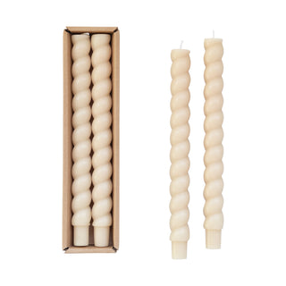 Unscented Twisted Taper Candles in Box Candles & Matches Creative Co-Op