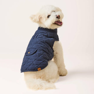 Navy Sherpa-Lined Reversible Dog Jacket The Foggy Dog