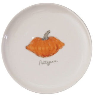 6" Round Stoneware Plate with Pumpkin/Squash Plate Creative Co-Op Pattypan