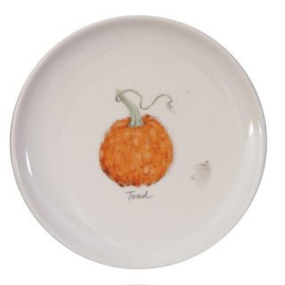 6" Round Stoneware Plate with Pumpkin/Squash Plate Creative Co-Op Toad