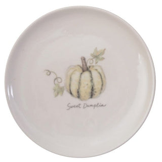 6" Round Stoneware Plate with Pumpkin/Squash Plate Creative Co-Op Sweet Dumplin