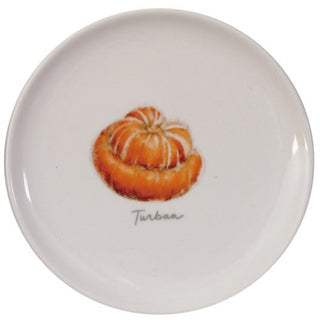 6" Round Stoneware Plate with Pumpkin/Squash Plate Creative Co-Op Turban