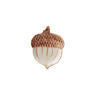 Hand-Painted Stoneware Acorn Shaped Dish, Brown & Cream Color Serveware Creative Co-Op